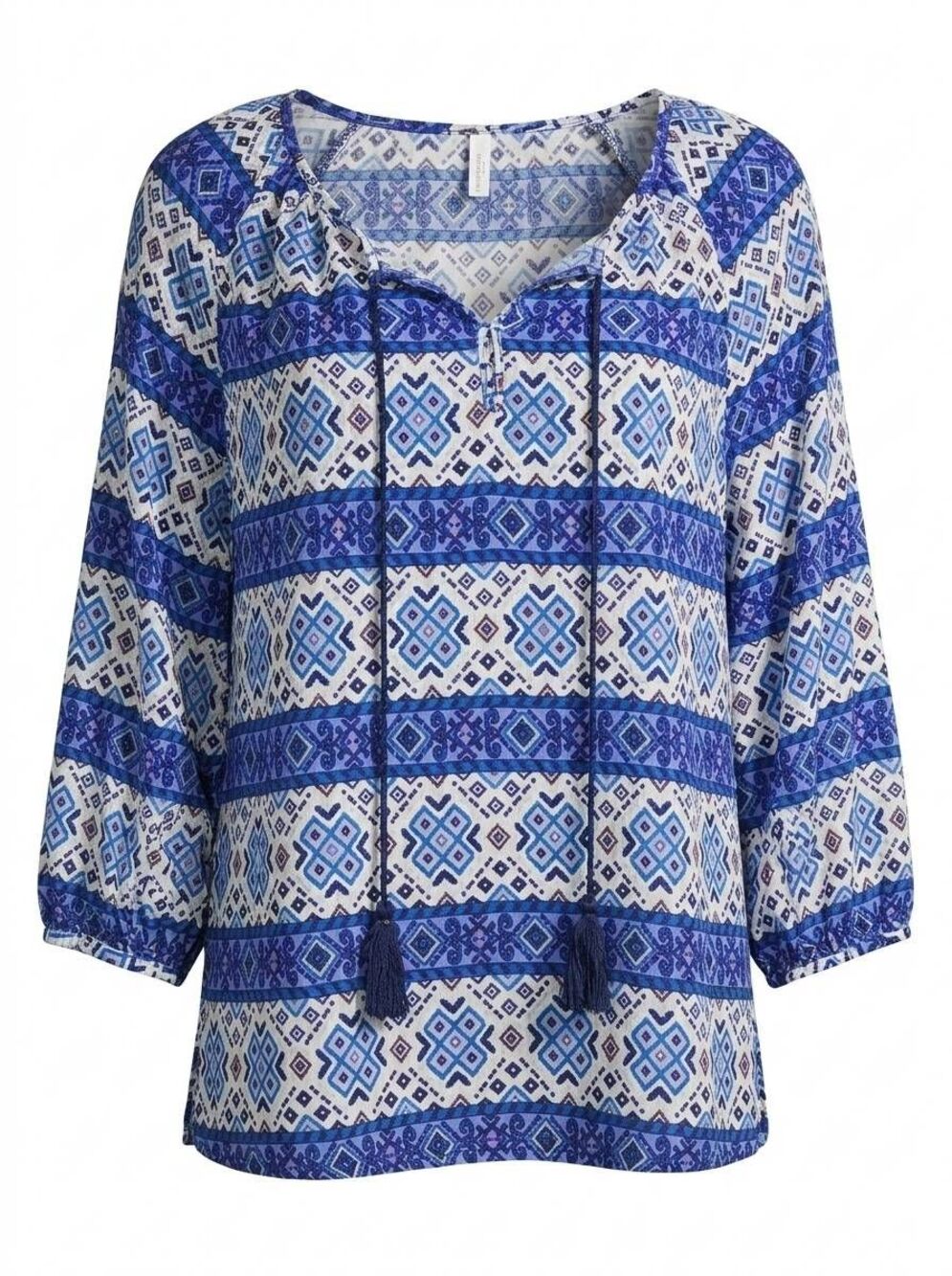 💛Purple & Blue Boho 3/4 Sleeve Top Medium